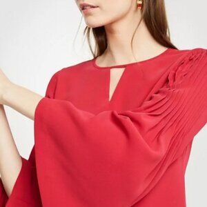 Ann Taylor Pleated Flare Sleeve Keyhole Flowy Shift Dress SZ 8